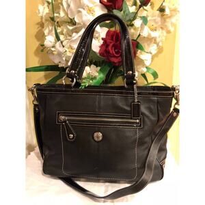 Coach F14887 Women's Laura BLACK Leather Tote (PU200